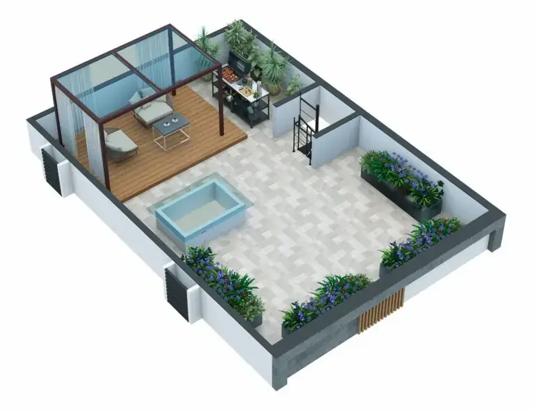 Symphony East Terrace Floor - 4BHK Villa 3D View