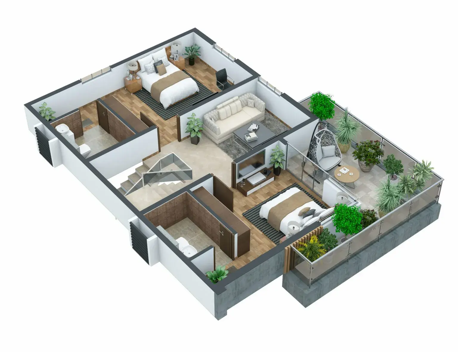 Symphony East First Floor - 4BHK Villa 3D View