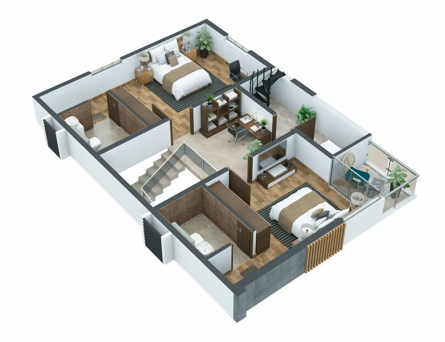 Symphony East Second Floor - 4BHK Villa 3D View