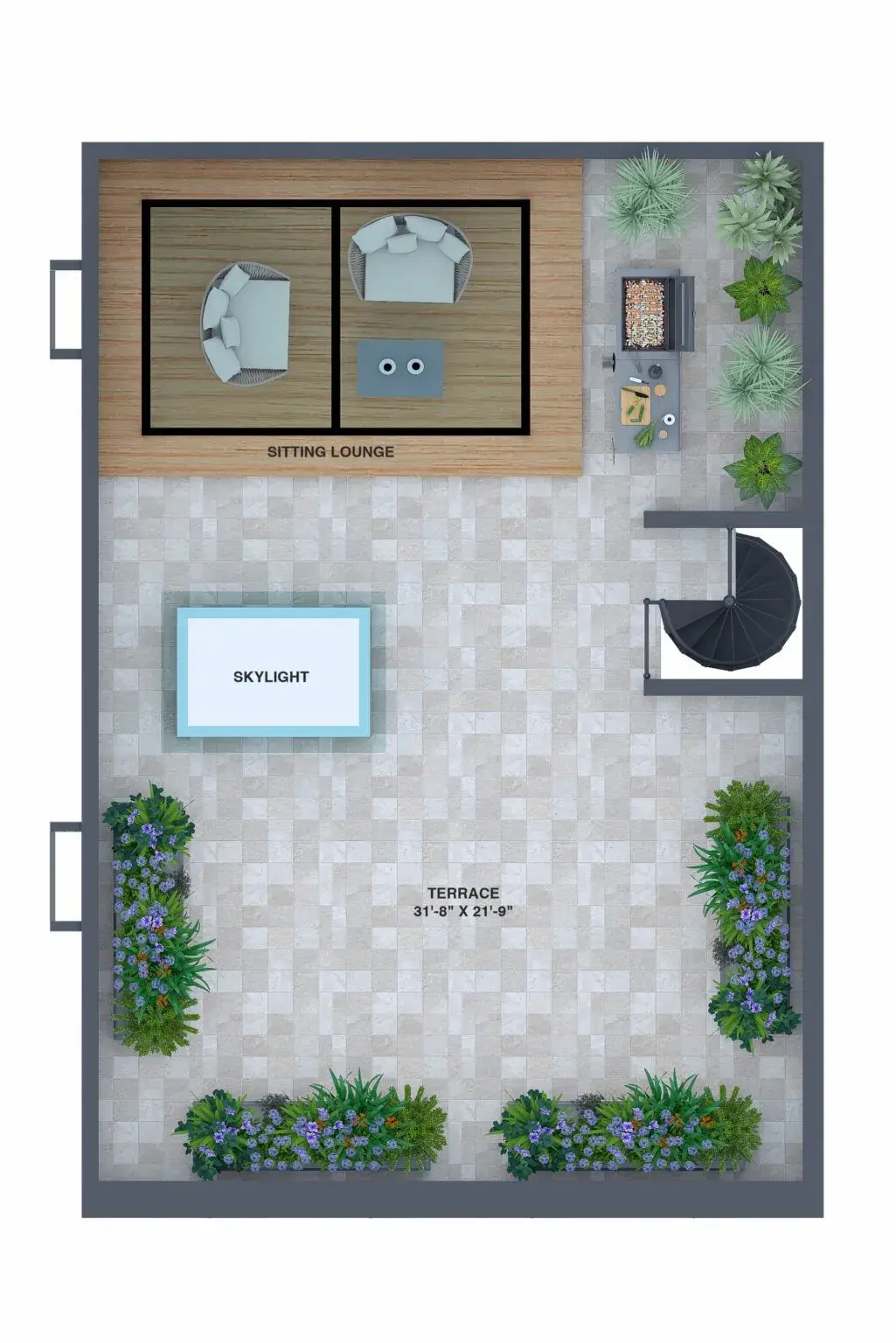 Symphony East Terrace Floor - 4BHK Villa Floor Plan